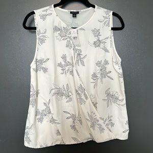 Ann Taylor tank top with navy floral pattern